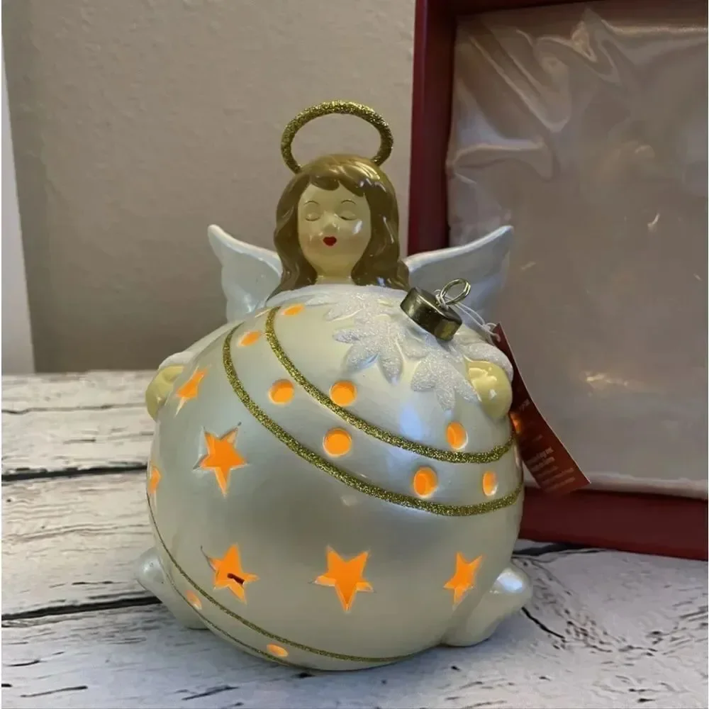 Home Reflections Light Up & Color Change Angel Christmas Ball Ceramic Decor